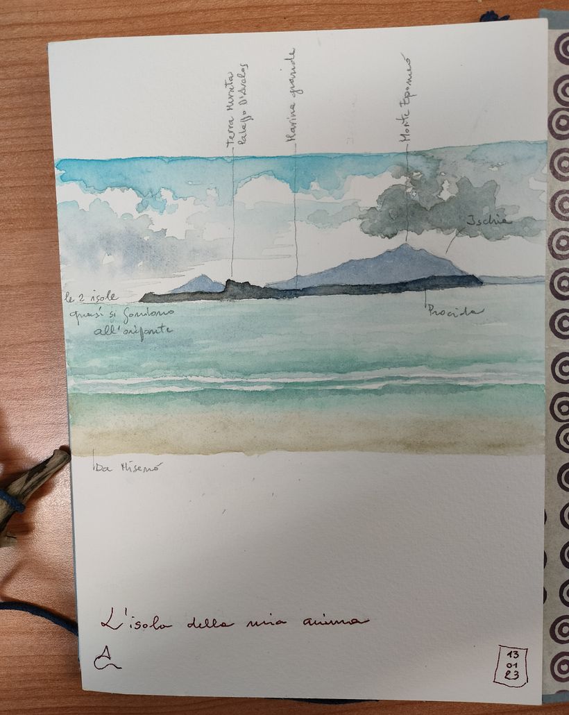 ll mio progetto del corso: Travel sketchbook con tecniche miste. Un progetto di Antonella Calligaris: Procida - l'isola della mia anima. 13