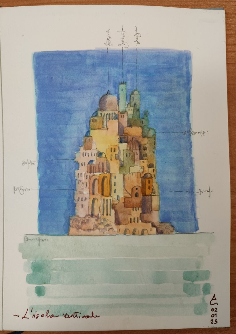 ll mio progetto del corso: Travel sketchbook con tecniche miste. Un progetto di Antonella Calligaris: Procida - l'isola della mia anima. 10