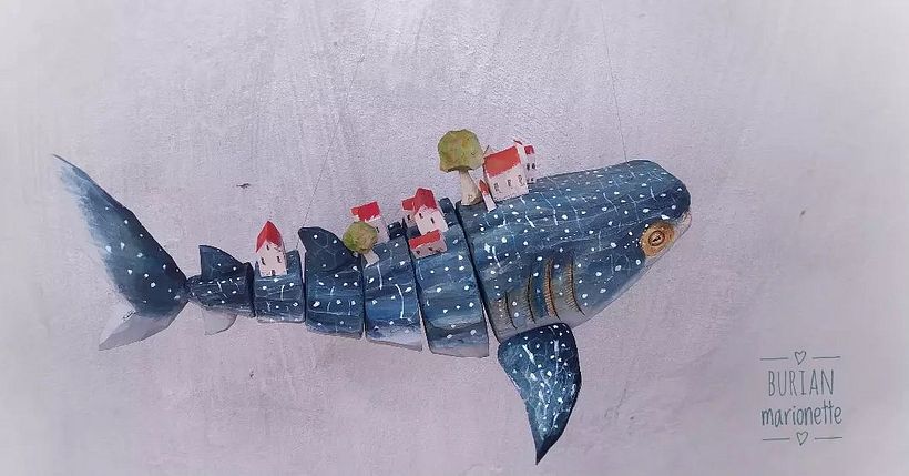 Wooden whale decorations 2