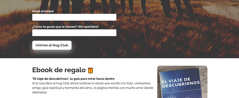 Mi proyecto del curso: Hug Club - La newsletter para aprender a vivir en paz (Landing Page) 2