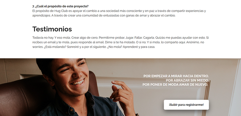 Mi proyecto del curso: Hug Club - La newsletter para aprender a vivir en paz (Landing Page) 5