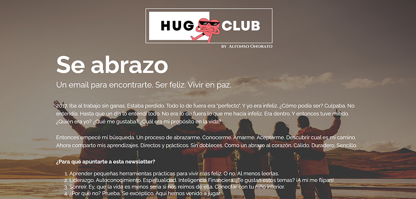 Mi proyecto del curso: Hug Club - La newsletter para aprender a vivir en paz (Landing Page) 6