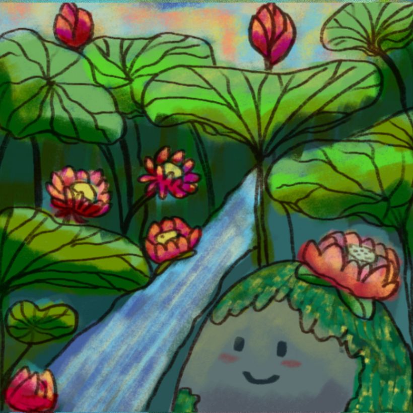 After selecting tone and values, I put on my first painting 