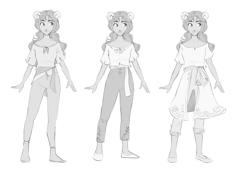 Alba, primeros diseños de vestuario.