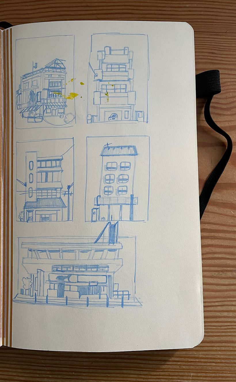 Some of the thumbnails that I did, to see what kind of composition I like.