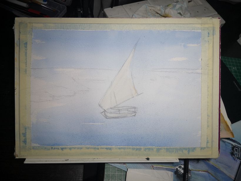 Naos egipcias Mi proyecto del curso: Pintura en acuarela de paisajes marinos 1