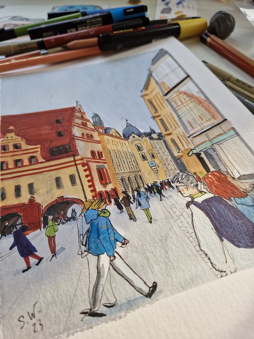Una calle de Leipzig