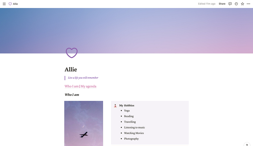 My project for course: Introduction to Notion for Creative Projects 1