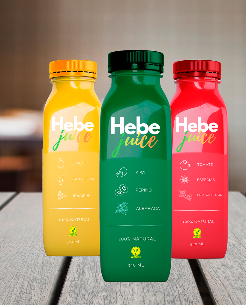 Trabajo de creación de branding y packaging para un zumo