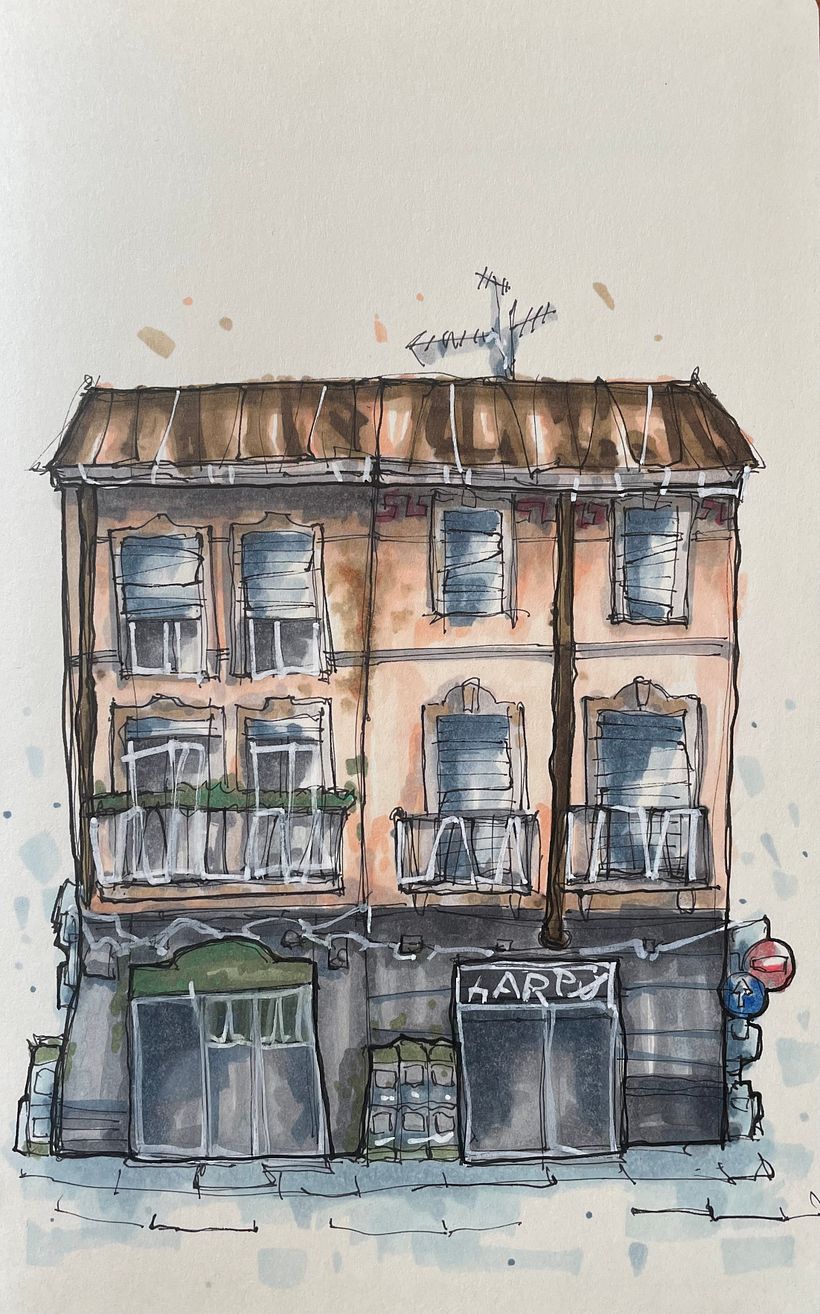 Il mio progetto del corso: Disegno architettonico espressivo con pennarelli colorati 3