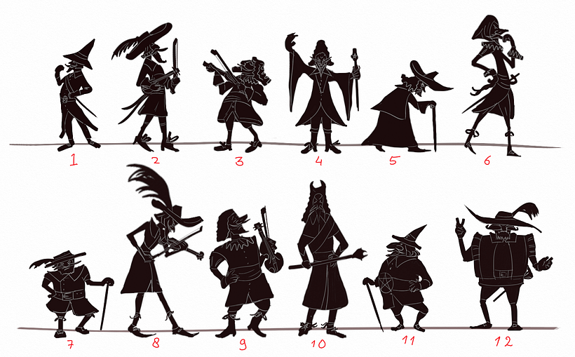 Silhouette ideas. I wanted to include a violin originally.