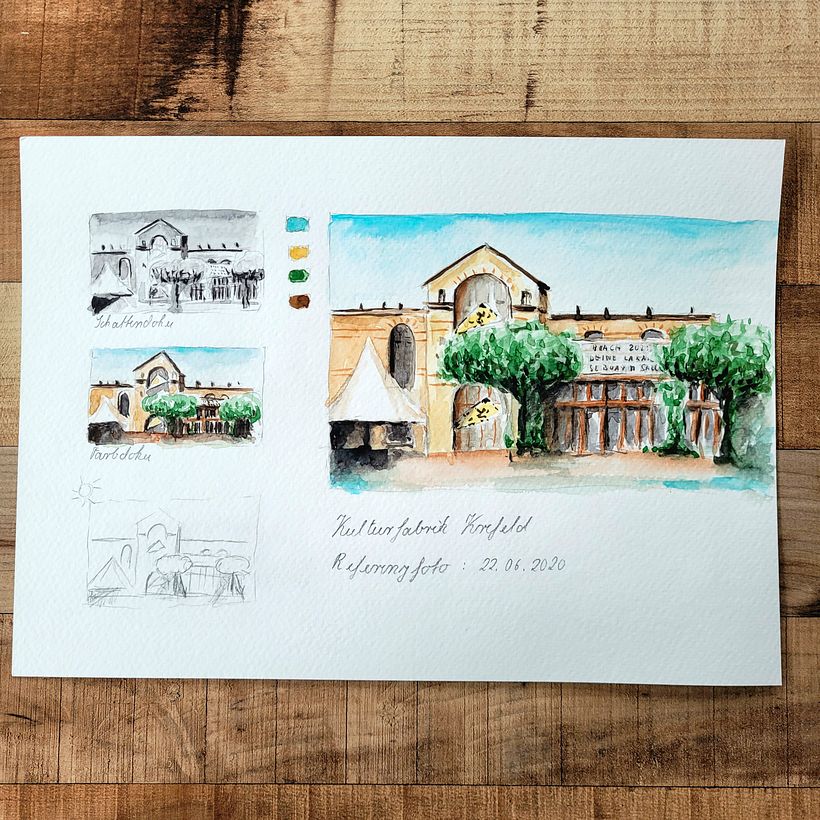 Mein Abschlussprojekt für den Kurs: Reiseskizzen in Aquarell: Fange deine Umgebung ein 3