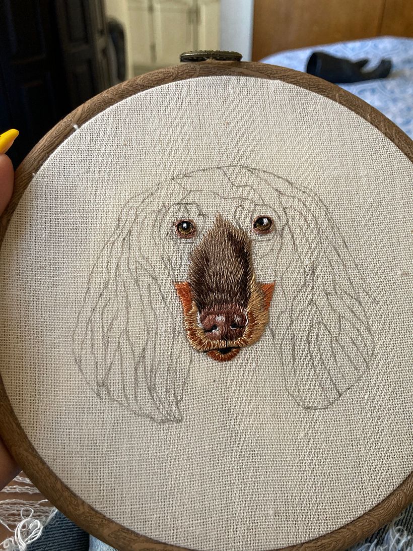 Bordados el hocico y dimos mayor uso a la dirección de la puntada.