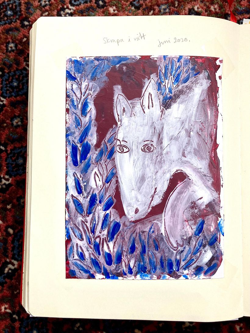 Image scraped in acrylics.
