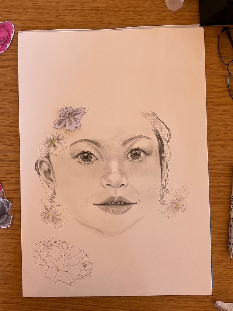 Made little painted flowers pictures to try out started hair mmm