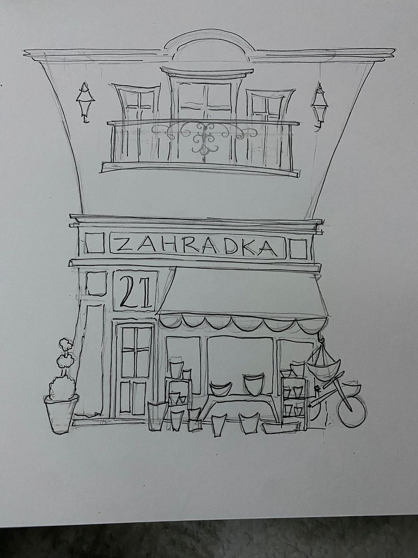 flower shop fine line sketch