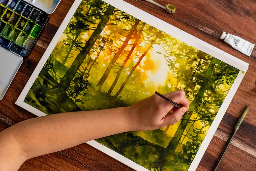 Final project from my first Domestika course - Dreamy Watercolor Landscapes: Paint with Light 1