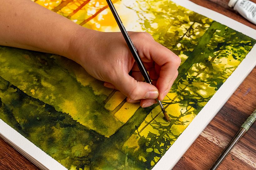 Final project from my first Domestika course - Dreamy Watercolor Landscapes: Paint with Light 11
