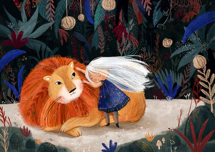 Little Lion and girl illustration 3