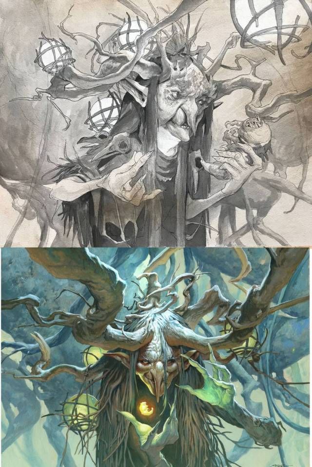 Willowdusk Essence Seer - unfinished version vs. final image