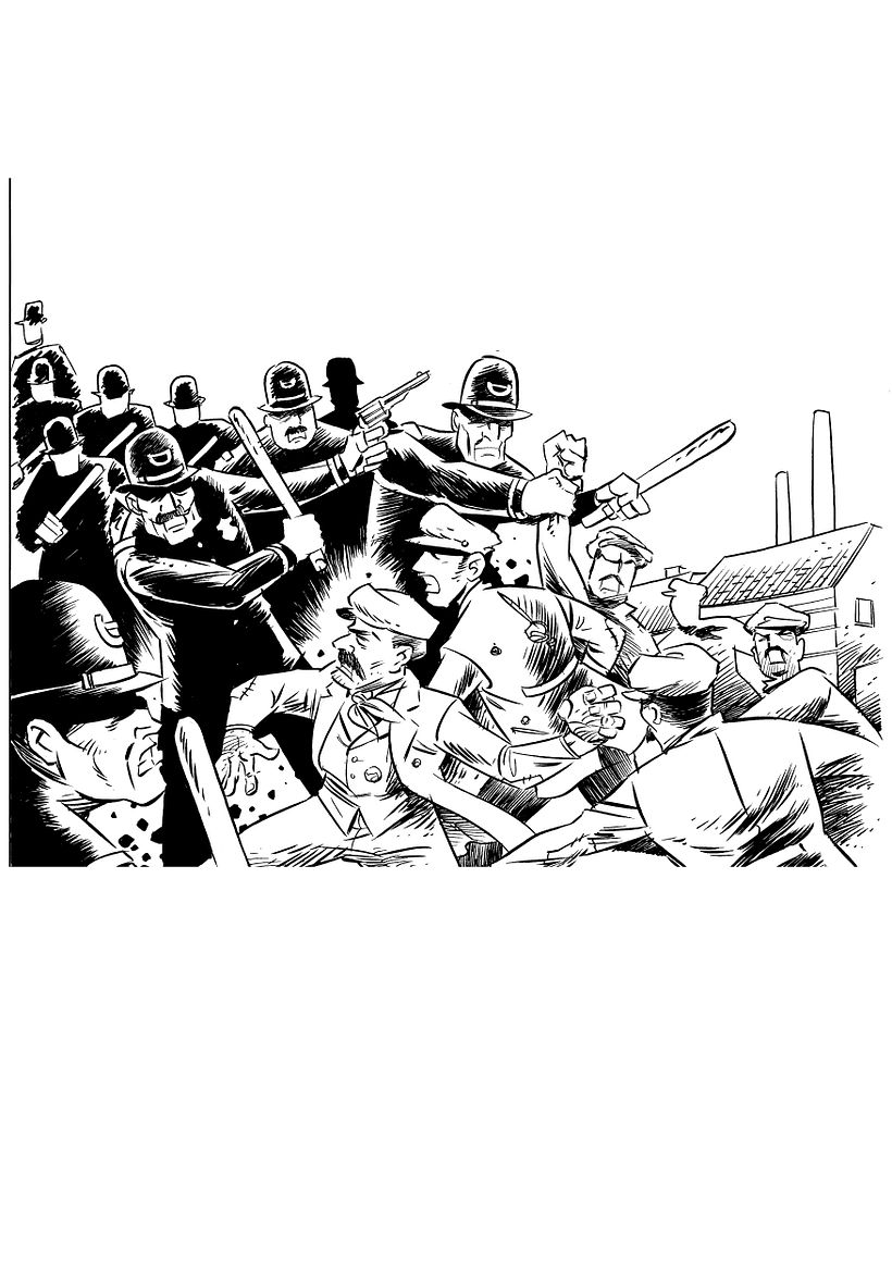 Ilustración de los Molly Maguires contra la Iron Police.