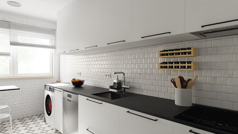 Small Apartment Kitchen Remodel - 3D