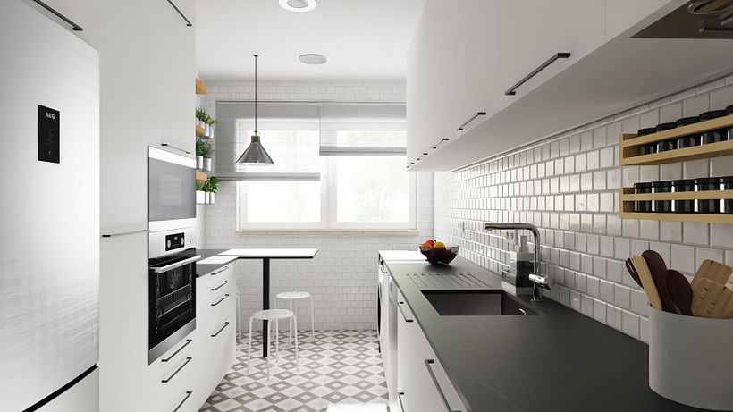 Small Apartment Kitchen Remodel - 3D