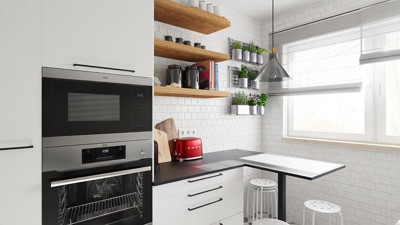 Small Apartment Kitchen Remodel - 3D