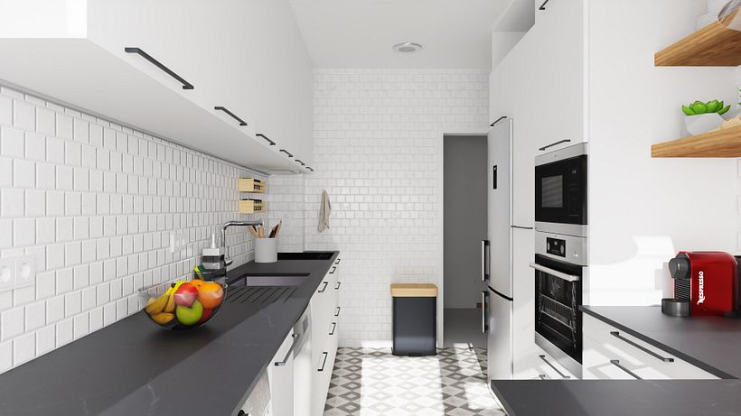 Small Apartment Kitchen Remodel - 3D
