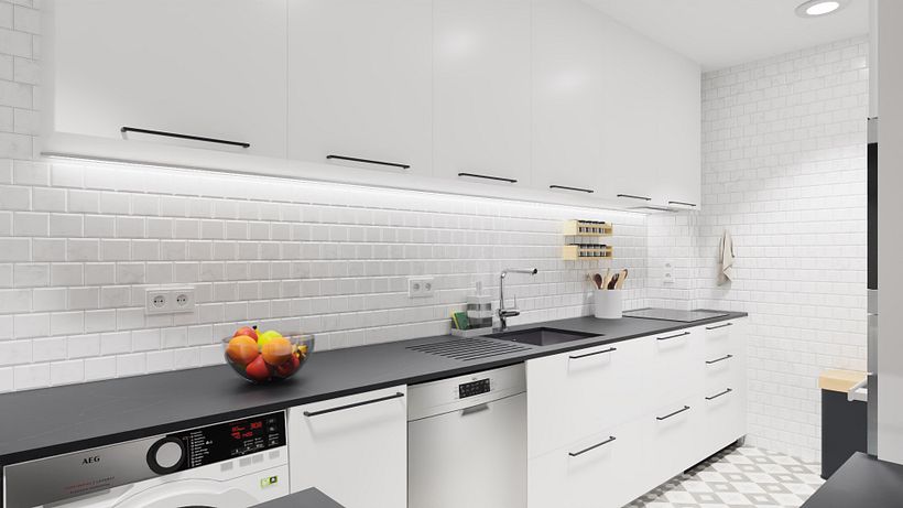 Small Apartment Kitchen Remodel - 3D