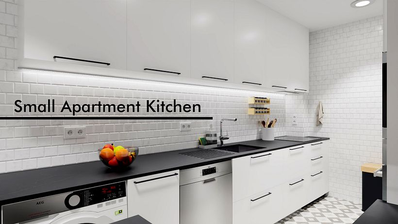 Small Apartment Kitchen Remodel - 3D