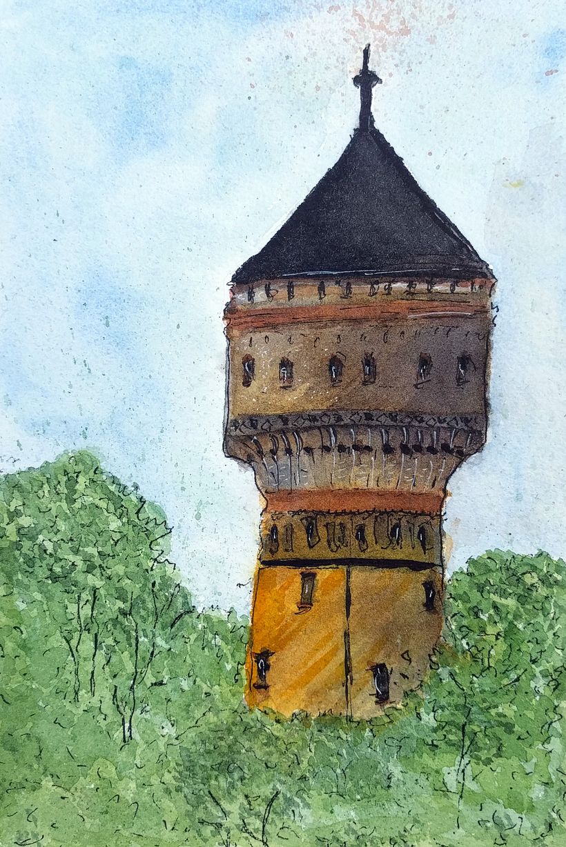 Mein Abschlussprojekt für den Kurs: Architektonische Zeichnung mit Aquarell und Tinte 3