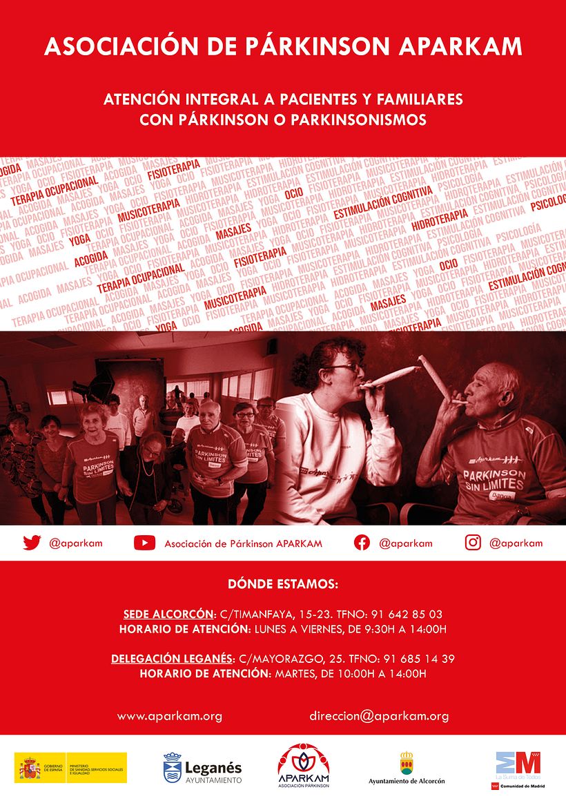 CARTEL CORPORATIVO ASOCIACIÓN DE PÁRKINSON "APARKAM" (Adobe InDesign, Adobe Illustrator, Adobe Photoshop)
