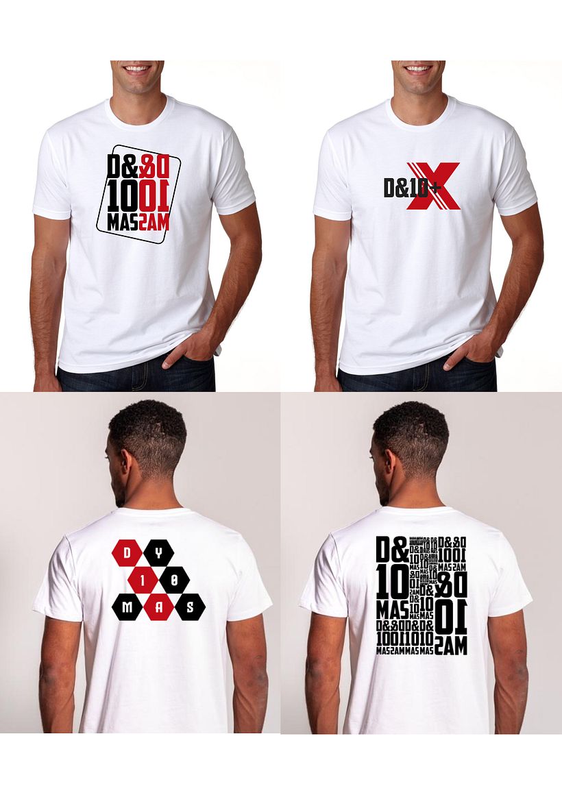 DISEÑO DE LOGOTIPOS PARA MARCA DE ROPA "D&10MAS". (Adobe Illustrator, Adobe Photoshop)