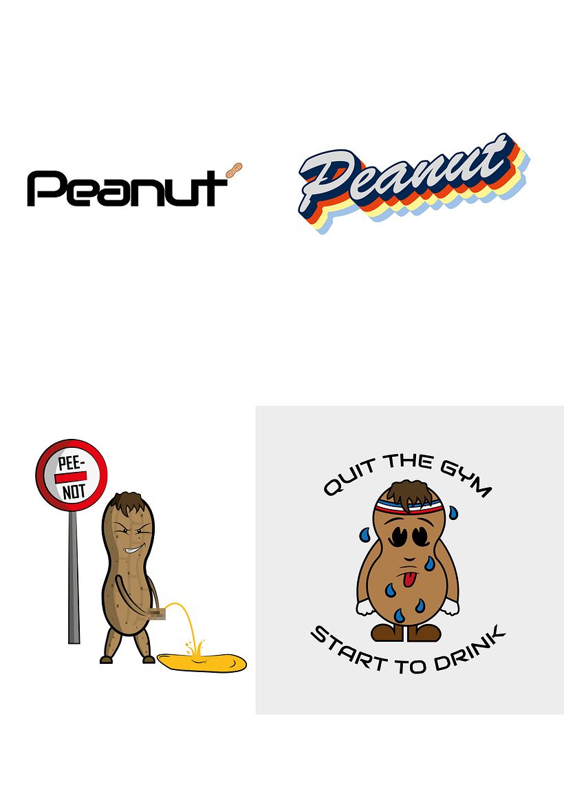 DISEÑO DE LOGOTIPOS PARA MARCA DE ROPA "PEANUT". (Adobe Illustrator, Adobe Photoshop)