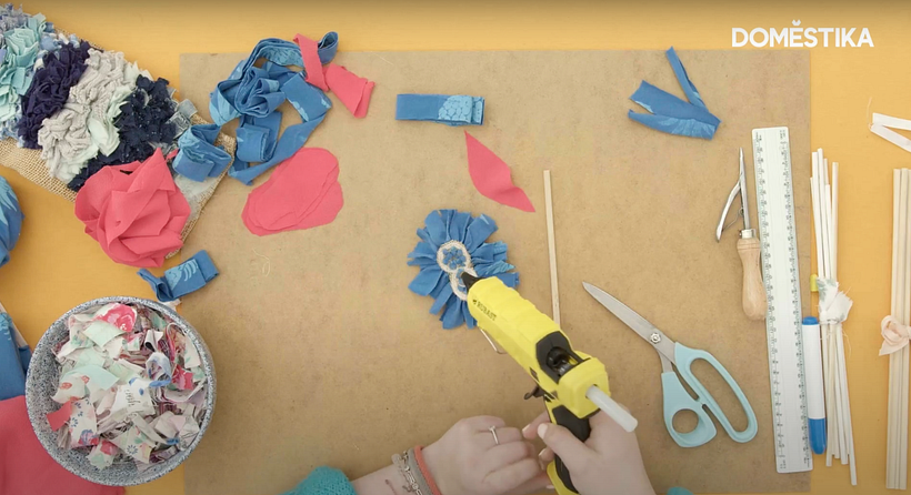 Add a wooden stem using glue.