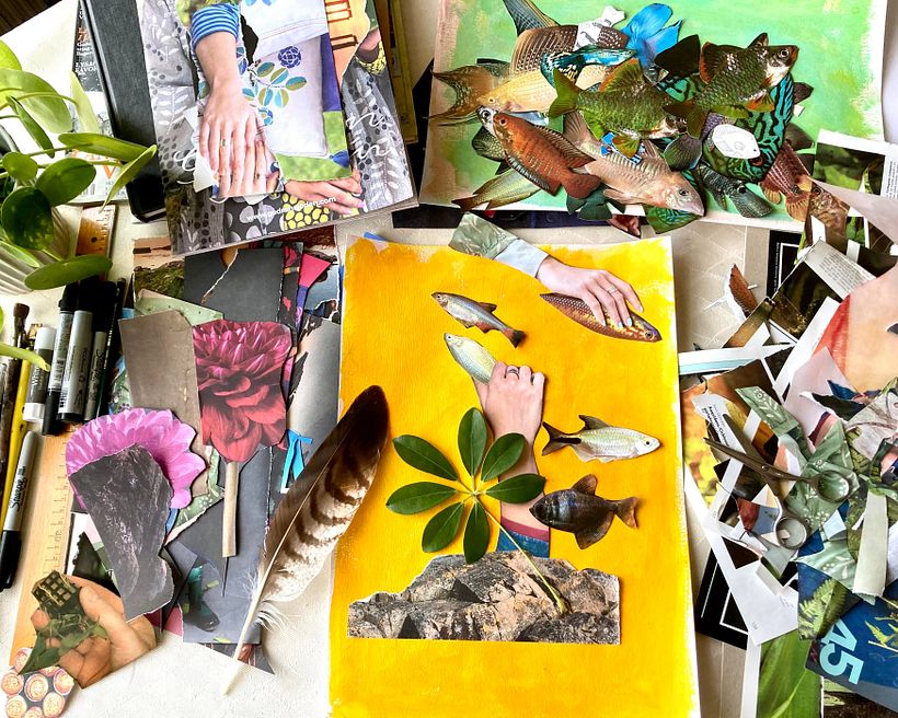 Testing leaf and images on yellow paper.