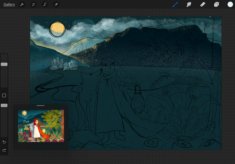 Background with sketch over.