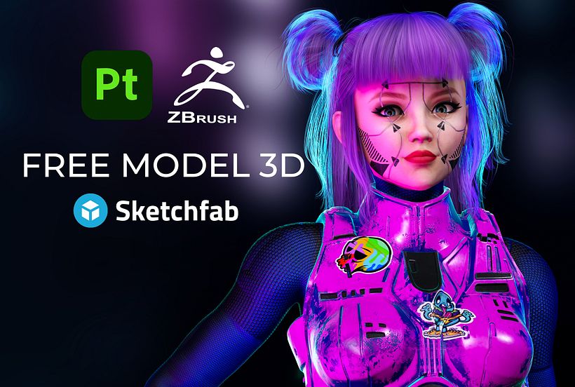 GIRL CARTOON BY Oscar creativo  free model 3d  1