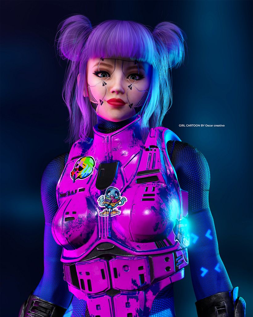 GIRL CARTOON BY Oscar creativo  free model 3d  2