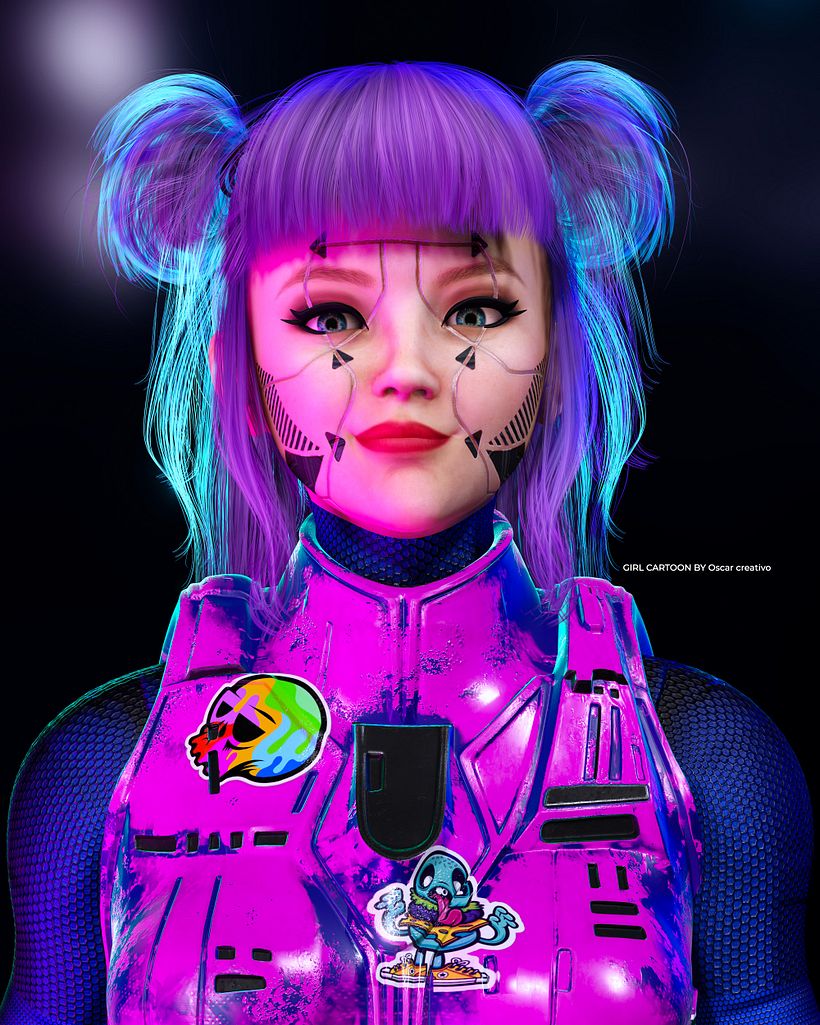 GIRL CARTOON BY Oscar creativo  free model 3d  4