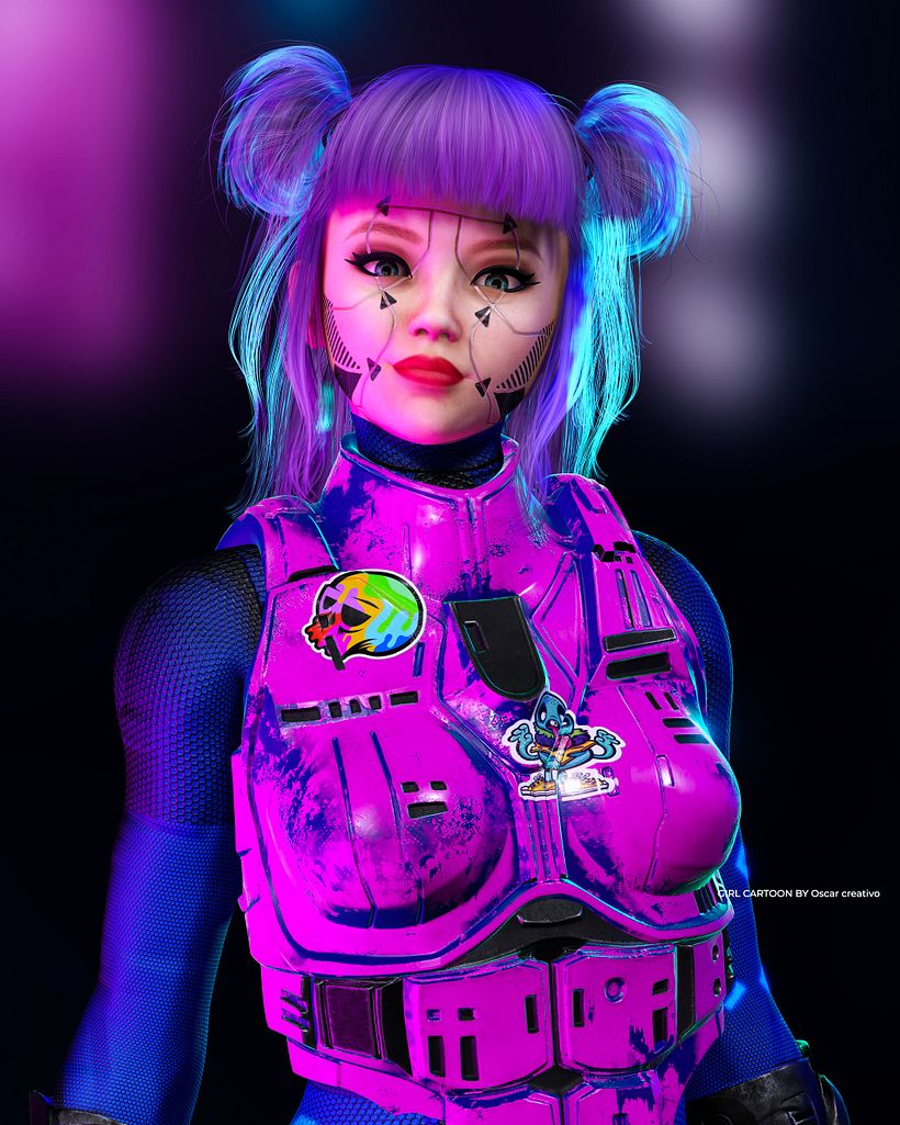 GIRL CARTOON BY Oscar creativo  free model 3d  5