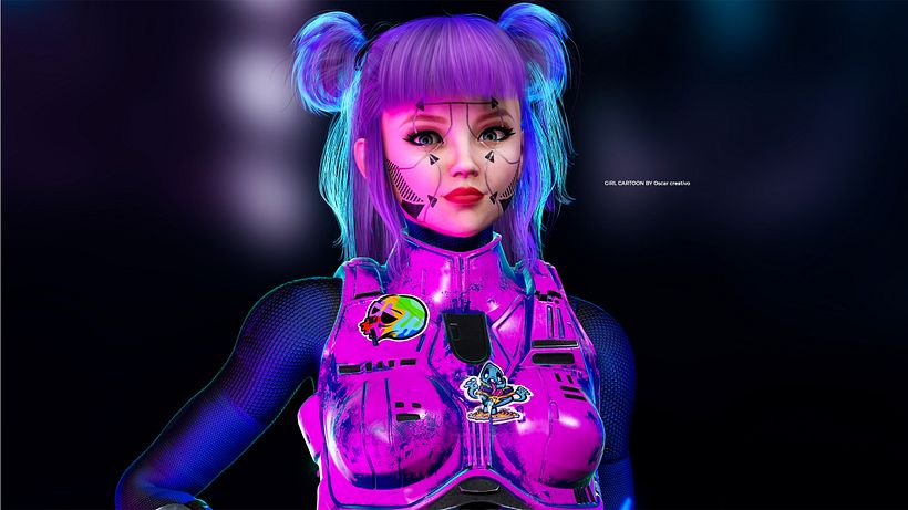 GIRL CARTOON BY Oscar creativo  free model 3d  7