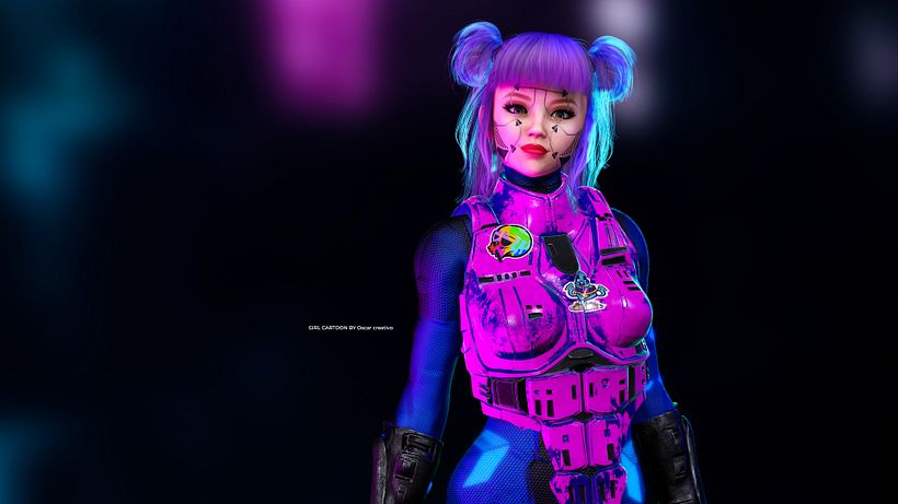 GIRL CARTOON BY Oscar creativo  free model 3d  8