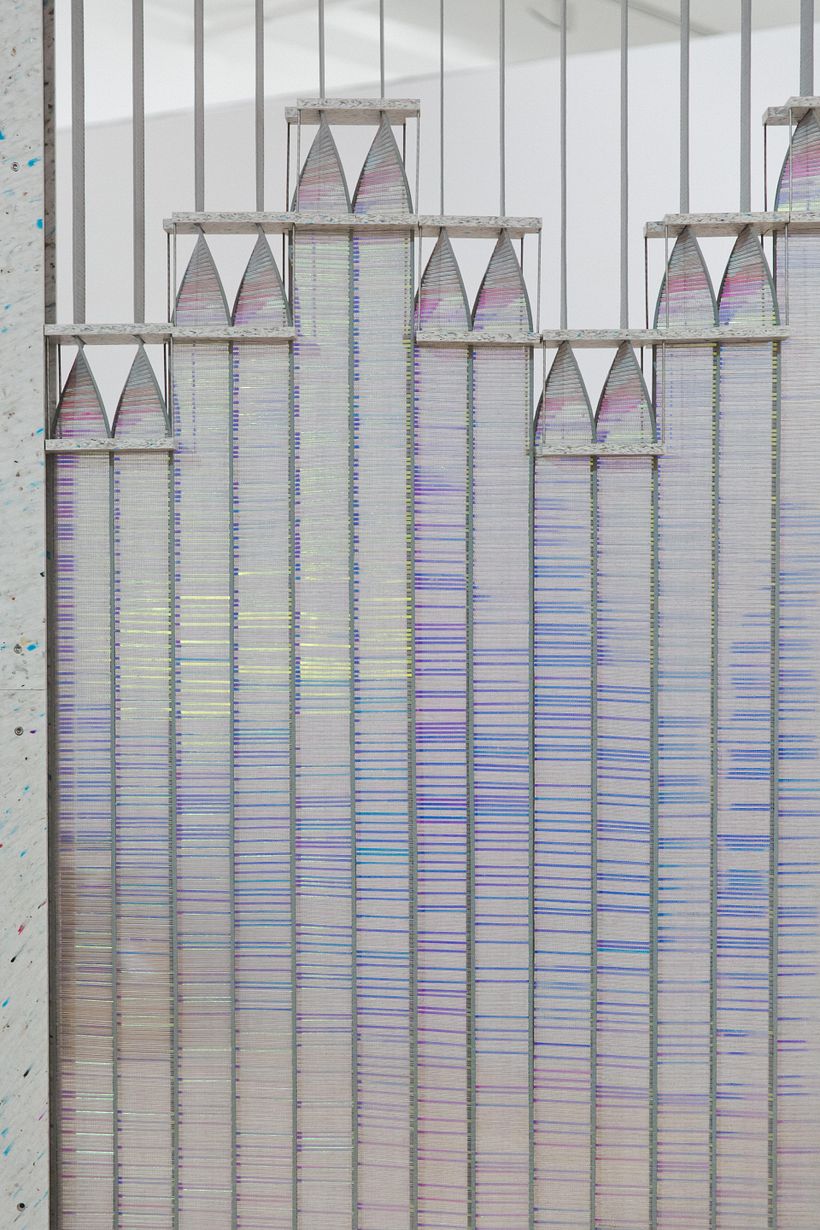 Curved twist - installation for Saatchi gallery. Made in collaboration with textile wizard Fay McCaul