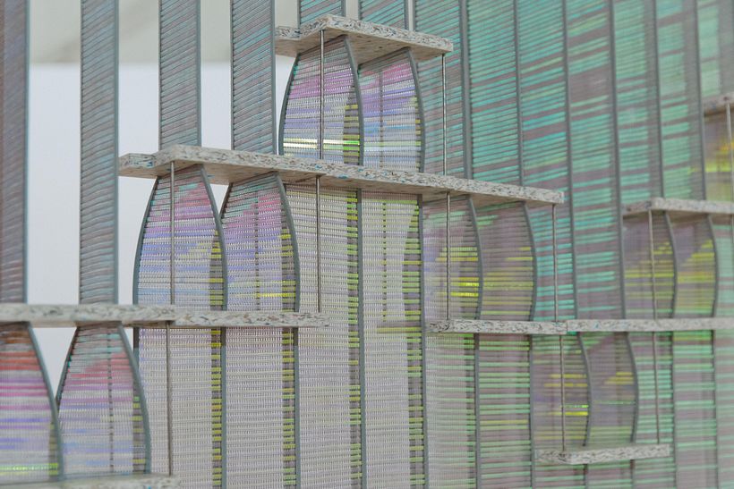 Curved twist - installation for Saatchi gallery. Made in collaboration with textile wizard Fay McCaul