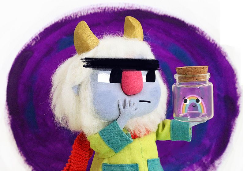 Stop Motion Puppet with 2D facial features drawn on
