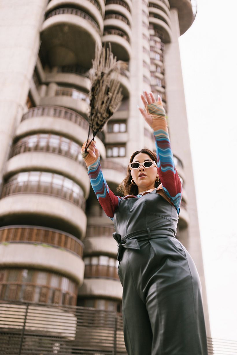 An action shot captured from below.