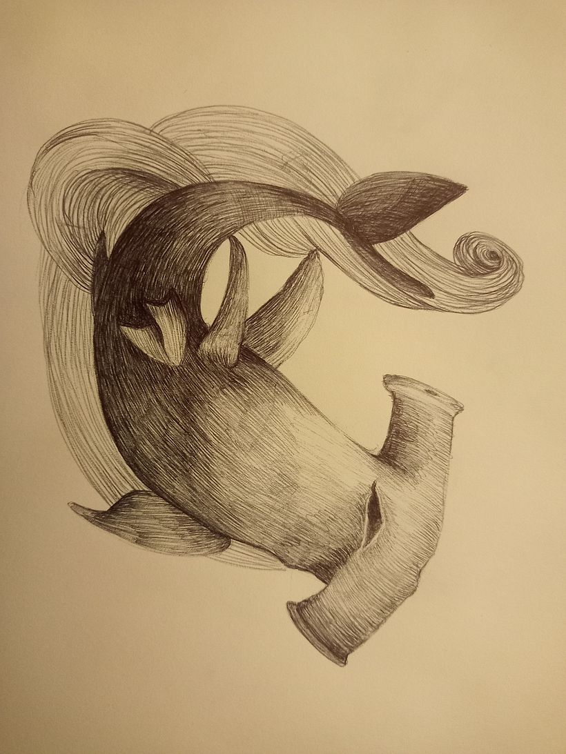 Final step: ultimate drawing with only hammer fish