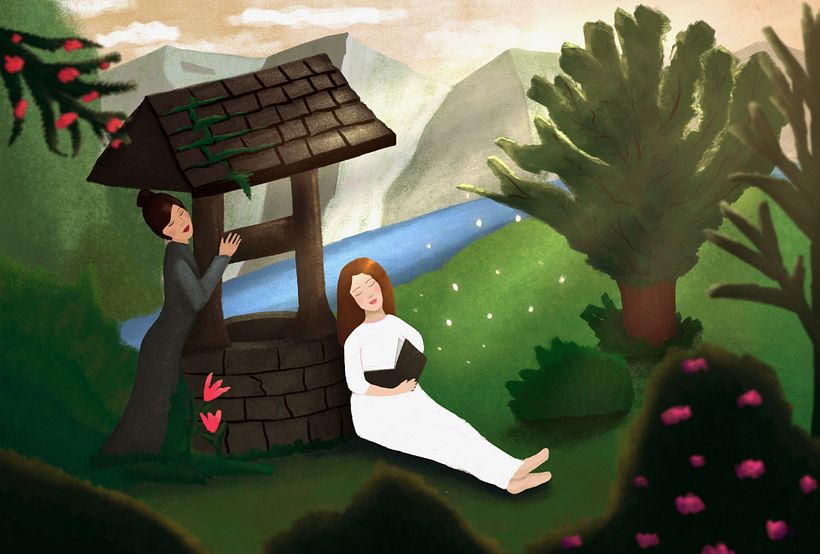 two friends at the well